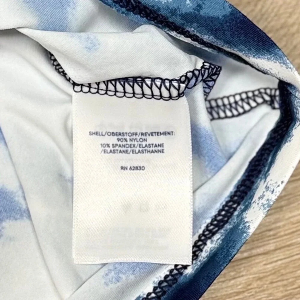 Lands' End Long Sleeve Rash Guard Swim Shirt Womens Size M 10-12 Blue Tie-Dye